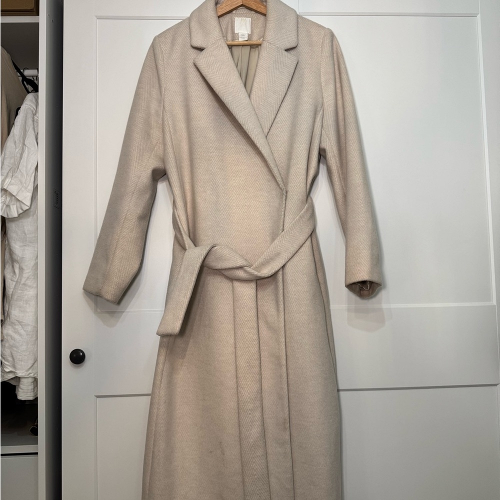 Elegant Cream Belted Coat